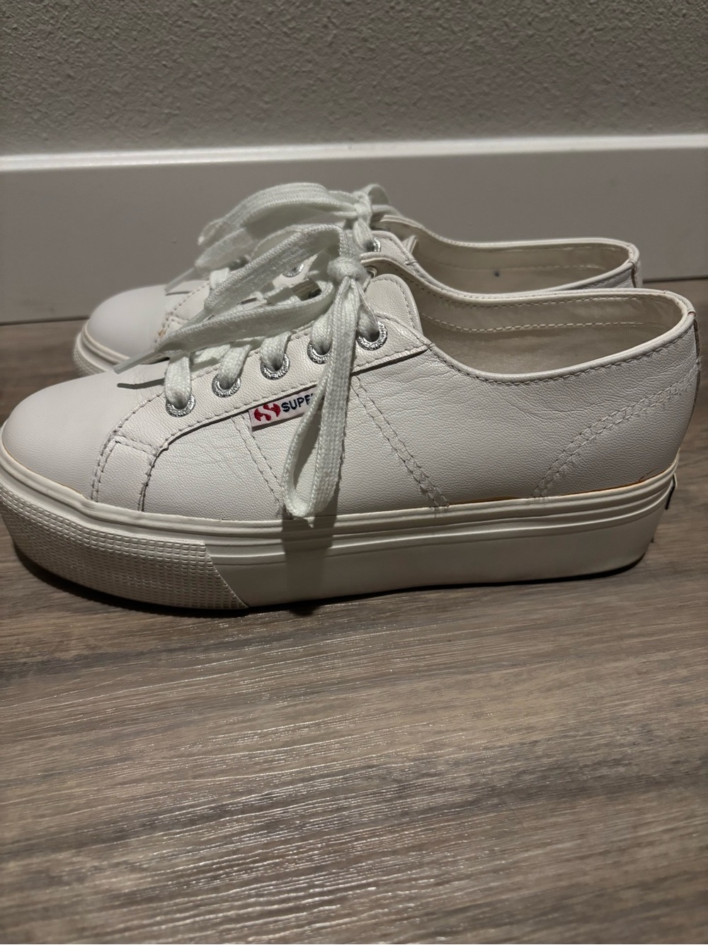 Superga White Low-Top Platform Sneakers for Women